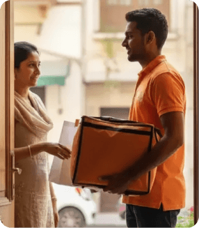 Food delivery arriving at an Indian home