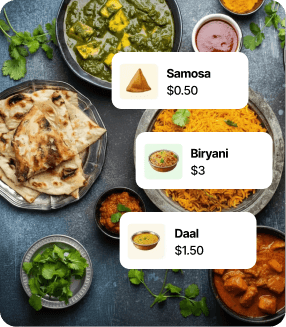 Step 1: 1. Pick food from a local restaurant in India