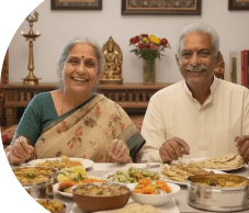 A family in India receiving a meal ordered from abroad